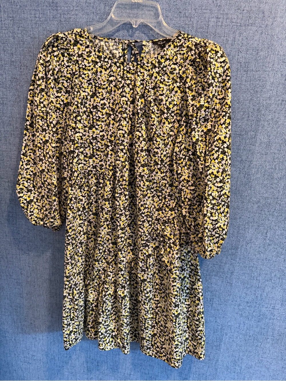 Rails Women's Yellow Floral Mini Dress with Black Base
